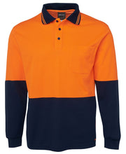 
                      
                        Load image into Gallery viewer, Hi Vis Long Slevees Cotton Back Polo
                      
                    