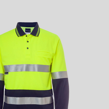 
                      
                        Load image into Gallery viewer, Hi Vis Long Sleeves Cotton Back Polo with reflective tape
                      
                    