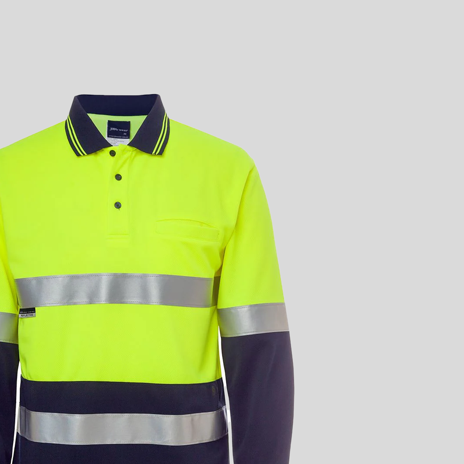 Hi Vis Long Sleeves Cotton Back Polo with reflective tape